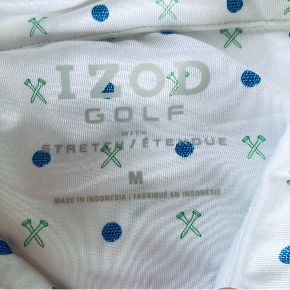 Izod Golf Polo Collar Novelty Tee + Ball Print Dry Fit Lightweight Performance - Picture 7 of 11